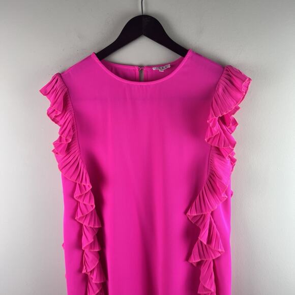 TCEC Dress Hot Pink Ruffle Pleated Mini Size Large - Picture 4 of 10